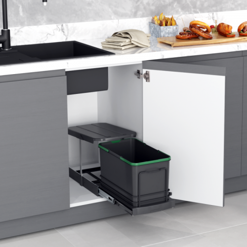 Контейнер выдвижной для мусора Starax Large Busket, шир. 400 (260х440х300)  Антрацит   S-2573-A