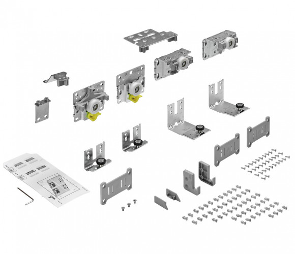 9242708 КОМПЛЕКТ ФУРНИТУРЫ TOPLINE L ДЛЯ 2 ДВЕРЕЙ,ПЕРЕДНЯЯ СЛЕВА, ТОЛЩИНА ДВЕРИ 10-16 ММ,50КГ