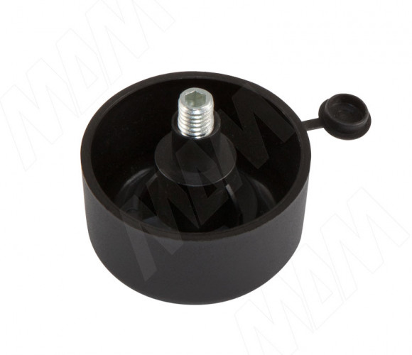 Опора мебельная регулируемая черная D50 H=27мм, регулировка 21мм, М8