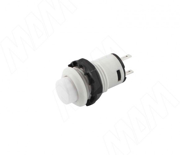 Выключатель круглый врезной, кнопочный D=14.4мм, Белый   SW-BU-R