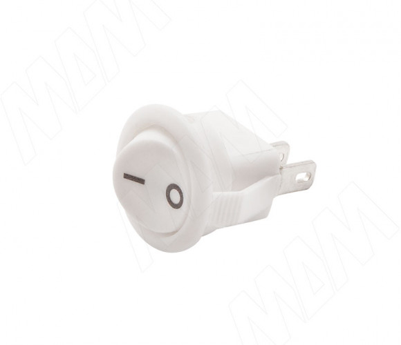 Выключатель круглый врезной, клавишный D=16,5мм, Белый   SW-SN-R