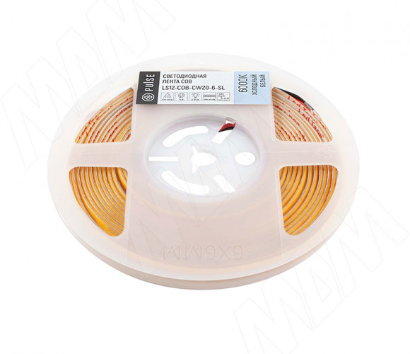 Светодиодная лента LUX COB 504 диодов, 12V, 6W, ширина 5мм, холодный LS12-COB-CW20-6-SL