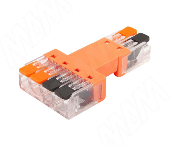 Клемма 221 с рычажком разъемная, соединение2-4, разная полярность, 16А