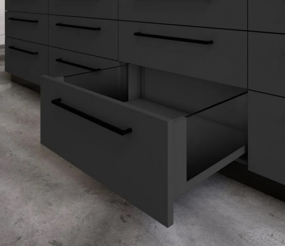 Ящик GTV AXIS PRO L-500, высокий H-168мм, со стеклянными боковинами, Антрацит   PB-AXISPRO-GLASS-KPL500C