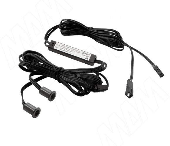 Выключатель инфракрасный (IR) на преграду, врезной, 2 датчика, черный матовый, 12/24V, 36/72W, SW1-DS-FM-2BL