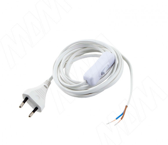 Шнур сетевой, вилка S52, 2м., с выключателем, белый. CWP-S-2-SW-WH