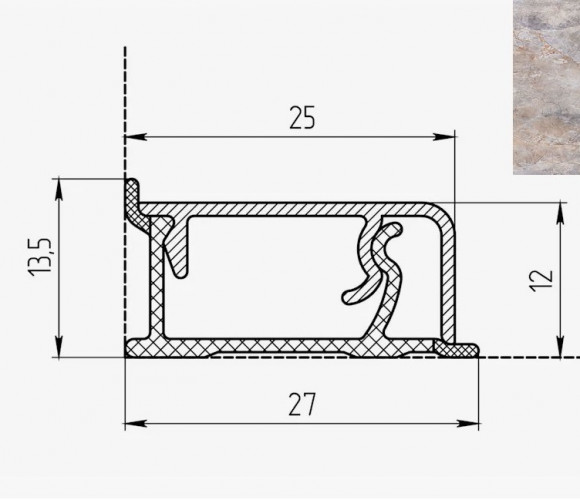 Плинтус КВАДРО Д FS075 S1   Чегет 27*13*4200мм
