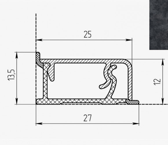 Плинтус КВАДРО Д FS188 S3  Шифер детройт 27*13*4200мм