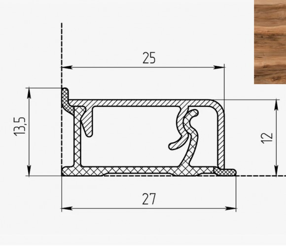 Плинтус КВАДРО Д FS1490 W5   Слэб карамельный  27*13*4200мм