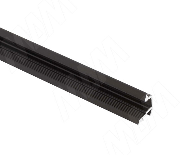 Профиль FМ10 врезной угловой узкий, для ленты с основ. 5мм. черный, 15х8,5мм L-3000 LSP-FM10-ALU-3000-BL (без рассеивателя)